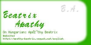 beatrix apathy business card